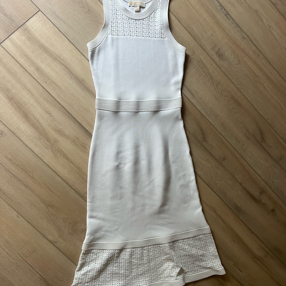 Michael Kors Cream Sleeveless Midi Dress
